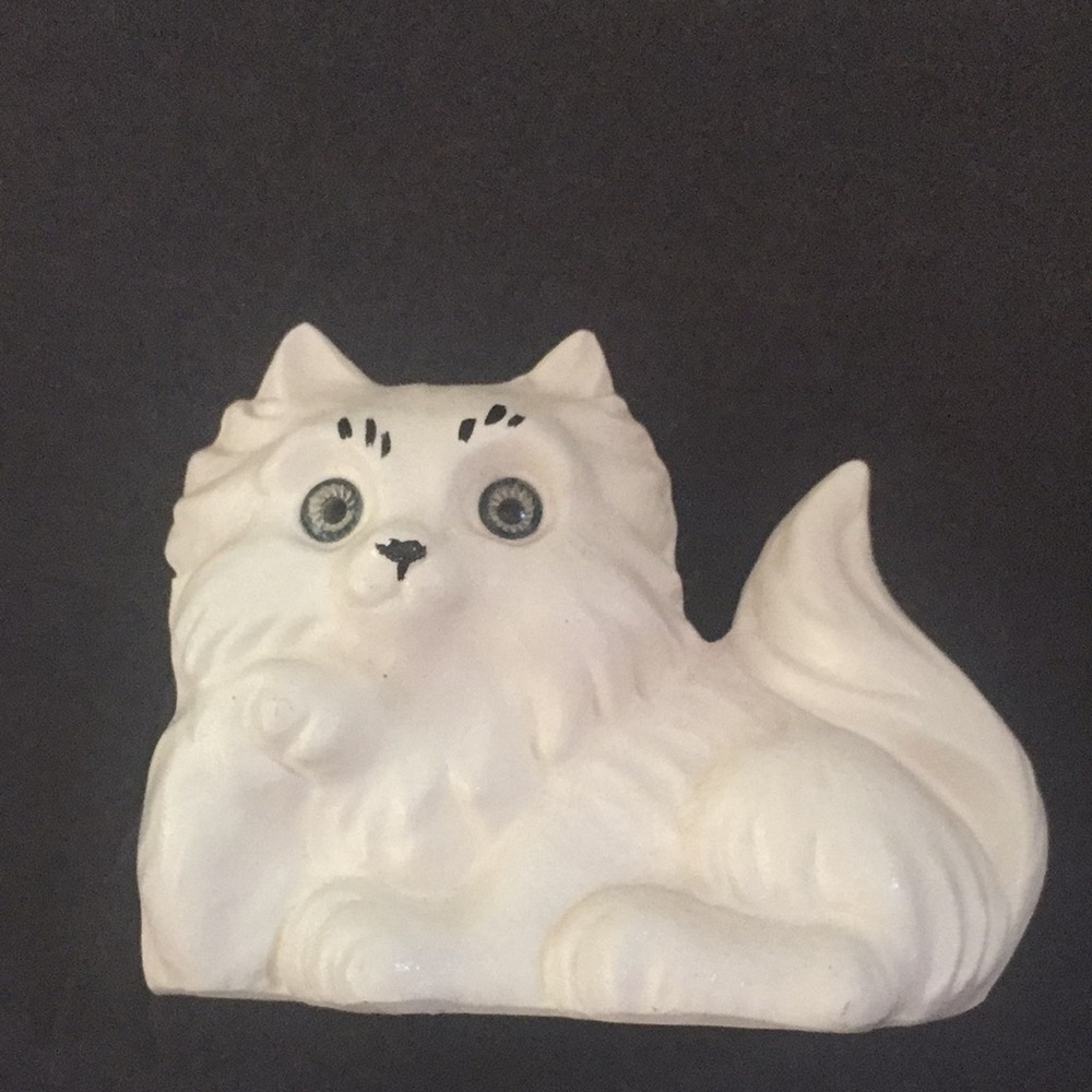 Vintage Roselane Pottery Mid Century white Cat